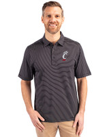 Cincinnati Bearcats Cutter & Buck Forge Pencil Stripe Stretch Mens Polo Black Front