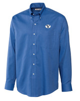Brigham Young Cougars Cutter & Buck Epic Easy Care Nailshead Mens Long Sleeve Dress Shirt French Blue Mannequin