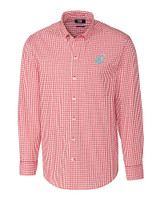 Washington State Cougars Cutter & Buck Easy Care Stretch Gingham Mens Big and Tall Long Sleeve Dress Shirt Cardinal Red Mannequin