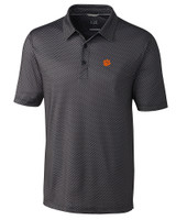 Clemson Tigers Cutter & Buck Pike Mini Pennant Print Stretch Mens Big and Tall Polo Black Mannequin