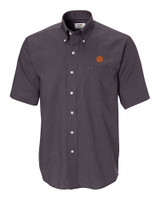 Clemson Tigers Cutter & Buck Epic Easy Care Nailshead Mens Big and Tall Short Sleeve Dress Shirt Black Mannequin