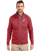 Cincinnati Bearcats Cutter & Buck Mainsail Sweater-Knit Mens Full Zip Jacket Cardinal Red Heather Front