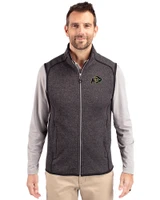 Colorado Buffaloes Cutter & Buck Mainsail Sweater-Knit Mens Big and Tall Full Zip Vest Charcoal Heather Front