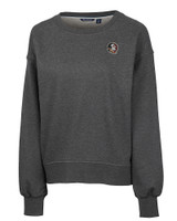 Florida State Seminoles Cutter & Buck Saturday Cotton Blend Womens Crew Neck Sweatshirt Charcoal Heather Mannequin