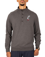 Cincinnati Bearcats Cutter & Buck Saturday Cotton Blend Mens Big and Tall  Mock Pullover Sweatshirt Charcoal Heather Front