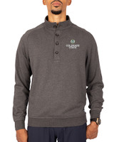 Colorado State Rams Cutter & Buck Saturday Cotton Blend Mens Big and Tall  Mock Pullover Sweatshirt Charcoal Heather Front