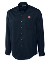 Auburn Tigers Cutter & Buck Epic Easy Care Fine Twill Mens Long Sleeve Dress Shirt Navy Blue Mannequin