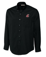 Washington State Cougars Cutter & Buck Epic Easy Care Fine Twill Mens Long Sleeve Dress Shirt Black Mannequin