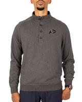 Colorado Buffaloes Cutter & Buck Saturday Cotton Blend Mens Mock Pullover Sweatshirt Charcoal Heather Front