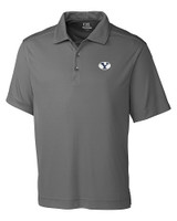 Brigham Young Cougars Cutter & Buck Northgate CB DryTec Short Sleeve Mens Polo Elemental Grey Mannequin