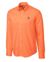 Virginia Cavaliers Cutter & Buck Epic Easy Care Nailshead Mens Long Sleeve Dress Shirt College Orange Mannequin