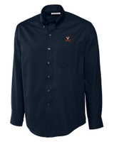 Virginia Cavaliers Cutter & Buck Epic Easy Care Fine Twill Mens Big and Tall Dress Shirt Navy Blue Mannequin