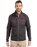 Virginia Tech Hokies Cutter & Buck Mainsail Sweater-Knit Mens Big and Tall Full Zip Jacket Charcoal Heather Front