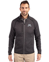 Minnesota Golden Gophers Cutter & Buck Mainsail Sweater-Knit Mens Big and Tall Full Zip Jacket Charcoal Heather Front