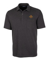Iowa State Cyclones Cutter & Buck Advantage Tri-Blend Jersey Mens Big and Tall Pocket Polo Black Heather Mannequin