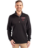 Louisville Cardinals Cutter & Buck Traverse Stretch Eco Quarter Zip Mens Big and Tall Pullover Black Front