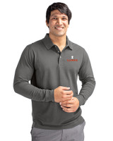 Illinois Fighting Illini Cutter & Buck Advantage Eco Tri-Blend Pique Mens Big and Tall Long Sleeve Polo Elemental Grey Front