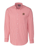 Maryland Terrapins Cutter & Buck Easy Care Stretch Gingham Mens Big and Tall Long Sleeve Dress Shirt Cardinal Red Mannequin