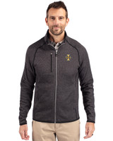 Idaho Vandals Cutter & Buck Mainsail Sweater-Knit Mens Big and Tall Full Zip Jacket Charcoal Heather Front