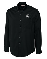 Michigan State Spartans Cutter & Buck Epic Easy Care Fine Twill Mens Big and Tall Dress Shirt Black Mannequin
