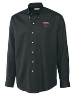 Louisville Cardinals Cutter & Buck Epic Easy Care Nailshead Mens Big and Tall Long Sleeve Dress Shirt Black Mannequin