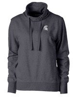 Michigan State Spartans Cutter & Buck Saturday Cotton Blend Womens Funnel Neck Sweatshirt Charcoal Heather Mannequin