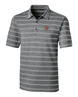 Maryland Terrapins Cutter & Buck Forge Epic Confidence Recycled Heathered Stripe Stretch Mens Polo Black Mannequin
