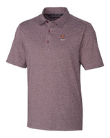 Harvard Crimson Cutter & Buck Forge Heathered Stretch Mens Polo Bordeaux Heather Mannequin