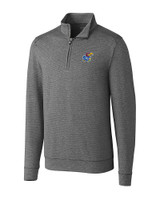 Kansas Jayhawks Cutter & Buck Shoreline Heathered Quarter Zip Mens Pullover Charcoal Heather Mannequin