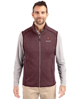 Harvard Crimson Cutter & Buck Mainsail Sweater-Knit Mens Full Zip Vest Bordeaux Heather Front