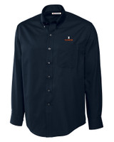 Illinois Fighting Illini Cutter & Buck Epic Easy Care Fine Twill Mens Long Sleeve Dress Shirt Navy Blue Mannequin