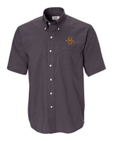 Iowa State Cyclones Cutter & Buck Epic Easy Care Nailshead Mens Short Sleeve Dress Shirt Black Mannequin