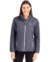 Arizona Wildcats Cutter & Buck Rainier PrimaLoft®  Womens Eco Insulated Full Zip Puffer Jacket Anthracite Melange Front
