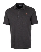 Harvard Crimson Cutter & Buck Advantage Tri-Blend Jersey Mens Pocket Polo Black Heather Mannequin