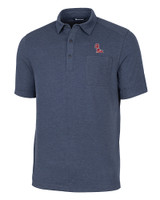 Ole Miss Rebels Cutter & Buck Advantage Tri-Blend Jersey Mens Big and Tall Pocket Polo Liberty Navy Heather Mannequin