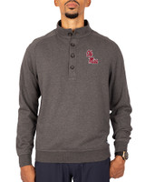 Ole Miss Rebels Cutter & Buck Saturday Cotton Blend Mens Big and Tall  Mock Pullover Sweatshirt Charcoal Heather Front