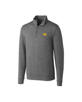 Iowa Hawkeyes Cutter & Buck Shoreline Heathered Quarter Zip Mens Big and Tall Pullover Charcoal Heather Mannequin