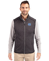 North Carolina Tar Heels Cutter & Buck Mainsail Sweater-Knit Mens Big and Tall Full Zip Vest Charcoal Heather Front