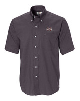 Mississippi State Bulldogs Cutter & Buck Epic Easy Care Nailshead Mens Big and Tall Short Sleeve Dress Shirt Black Mannequin