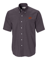 Oklahoma State Cowboys Cutter & Buck Epic Easy Care Nailshead Mens Big and Tall Short Sleeve Dress Shirt Black Mannequin