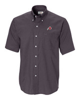 Utah Utes Cutter & Buck Epic Easy Care Nailshead Mens Big and Tall Short Sleeve Dress Shirt Black Mannequin