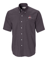 Ohio State Buckeyes - Cutter & Buck Epic Easy Care Nailshead Mens Big and Tall Short Sleeve Dress Shirt Black Mannequin