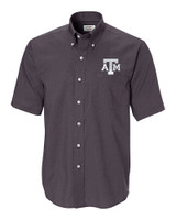 Texas A&M Aggies Cutter & Buck Epic Easy Care Nailshead Mens Big and Tall Short Sleeve Dress Shirt Black Mannequin