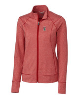 Stanford Cardinal  Cutter & Buck Shoreline Heathered Womens Full Zip Jacket Cardinal Red Heather Mannequin