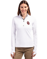 Oklahoma Sooners - Cutter & Buck Traverse Stretch Eco Quarter Zip Womens Pullover White Front
