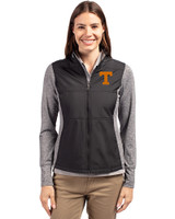 Tennessee Volunteers Cutter & Buck Stealth Recycled Hybrid Quilted Womens Windbreaker Jacket Black Front