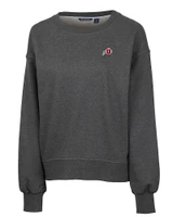 Utah Utes Cutter & Buck Saturday Cotton Blend Womens Crew Neck Sweatshirt Charcoal Heather Mannequin