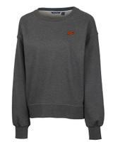 Oklahoma State Cowboys Cutter & Buck Saturday Cotton Blend Womens Crew Neck Sweatshirt Charcoal Heather Mannequin