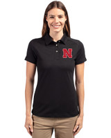 Nebraska Cornhuskers Cutter & Buck Advantage Eco Tri-Blend Pique Womens Polo Black Front