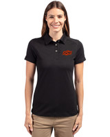 Oklahoma State Cowboys Cutter & Buck Advantage Eco Tri-Blend Pique Womens Polo Black Front